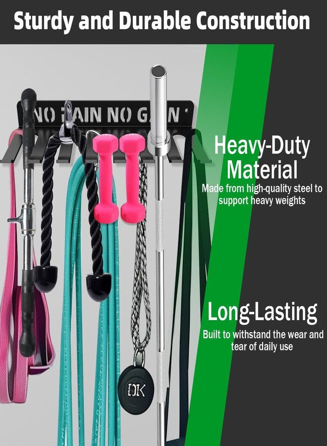 Sahans Home Gym Accessories Organization Storage Rack Equipment For Home 8 Hook Wall Hanger Display Gear Barbells Resistance Bands Jump Ropes Lifting Belt Hanger Accessories Hardware Included (No Pain No Gain M) - Image 3