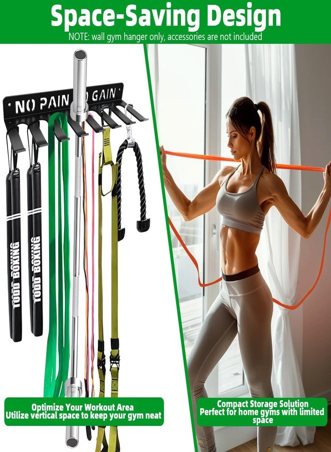 Sahans Home Gym Accessories Organization Storage Rack Equipment For Home 8 Hook Wall Hanger Display Gear Barbells Resistance Bands Jump Ropes Lifting Belt Hanger Accessories Hardware Included (No Pain No Gain M) - Image 2