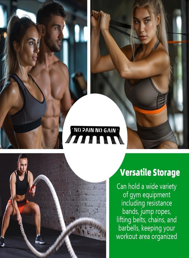 Sahans Home Gym Accessories Organization Storage Rack Equipment For Home 8 Hook Wall Hanger Display Gear Barbells Resistance Bands Jump Ropes Lifting Belt Hanger Accessories Hardware Included (No Pain No Gain M) - Image 5