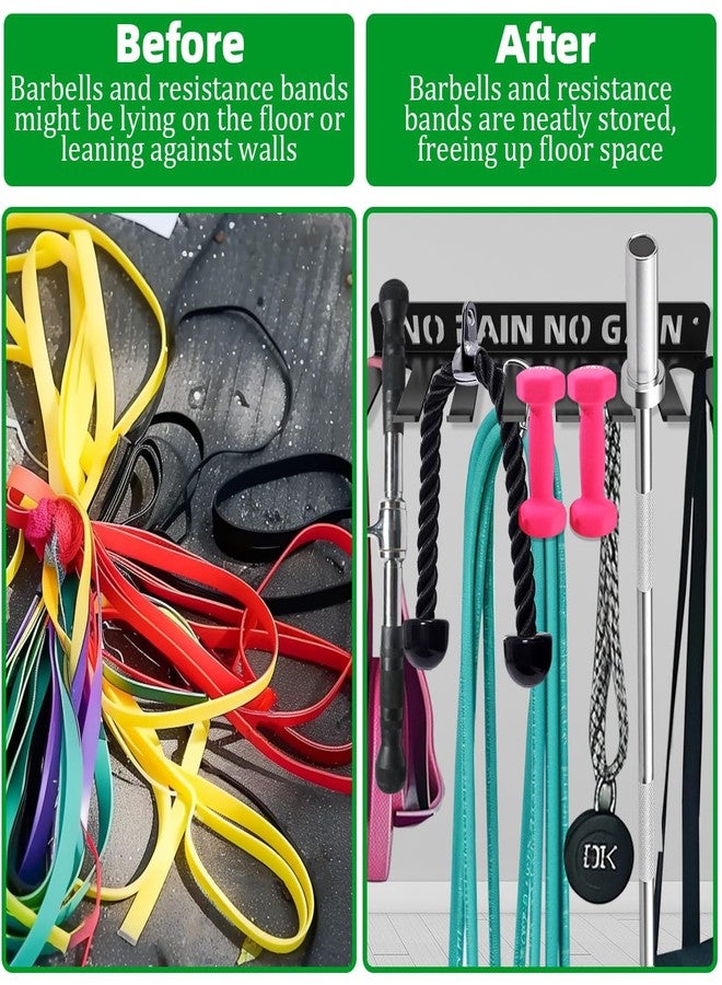 Sahans Home Gym Accessories Organization Storage Rack Equipment For Home 8 Hook Wall Hanger Display Gear Barbells Resistance Bands Jump Ropes Lifting Belt Hanger Accessories Hardware Included (No Pain No Gain M) - Image 4