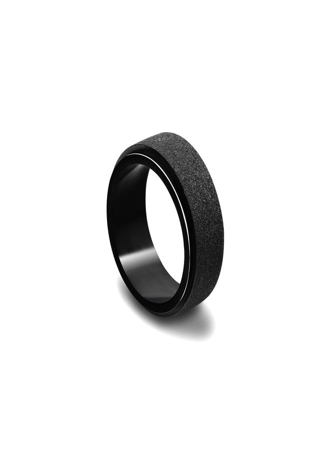 Fusamk Fashion Black Fidget Spinner Ring Stainless Steel Frosted Band Ring(Black(9)) - Image 1