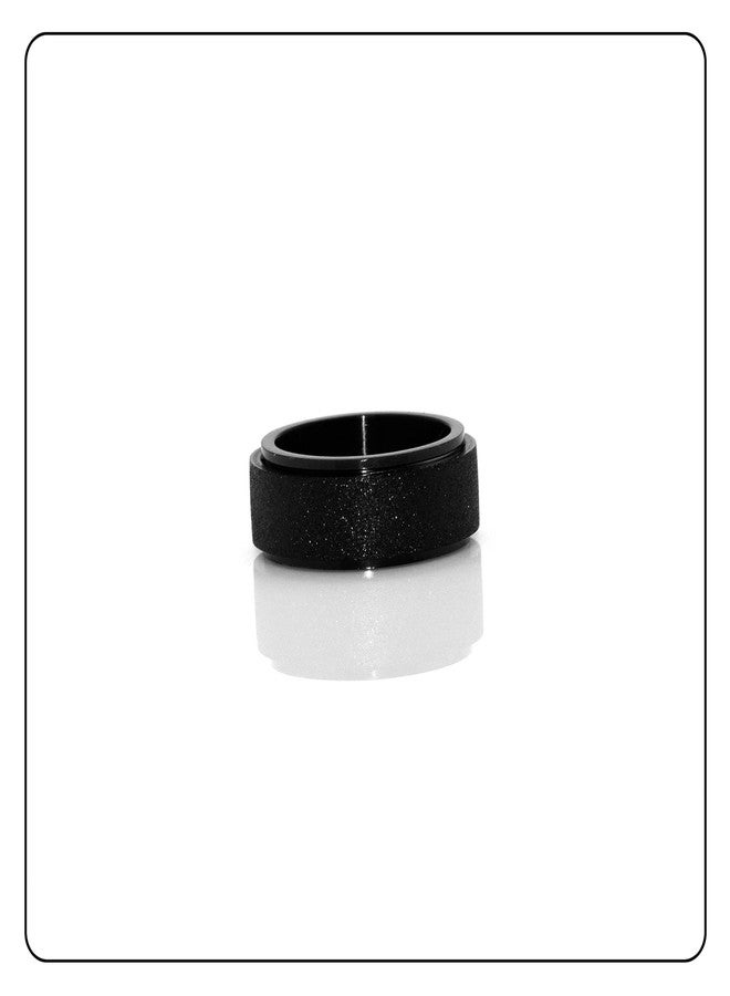 Fusamk Fashion Black Fidget Spinner Ring Stainless Steel Frosted Band Ring(Black(9)) - Image 3