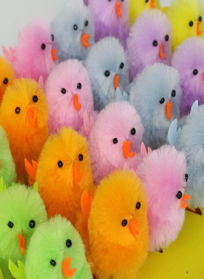 DearSun Pack of 28pcs,2.16" H Rainbow Colors Easter Chicks Chenille Chicks Easter Cute Fluffy Chicks Decoration Perfect Easter Basket Fillers Big Size - Image 2