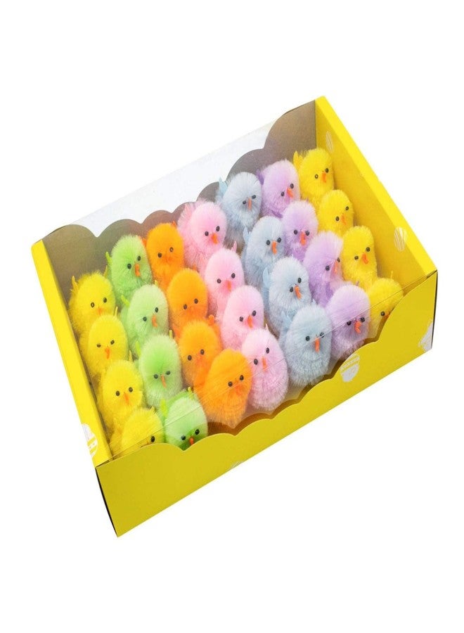 DearSun Pack of 28pcs,2.16" H Rainbow Colors Easter Chicks Chenille Chicks Easter Cute Fluffy Chicks Decoration Perfect Easter Basket Fillers Big Size - Image 1