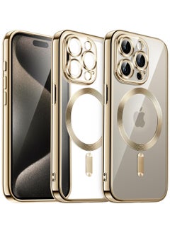 Soft Clear Case for iPhone 15 Pro Max 6.7 Inches, Camera Protection Full, Compatible with MagSafe Wireless Charging, Shockproof Electroplated TPU Mobile Phone Case