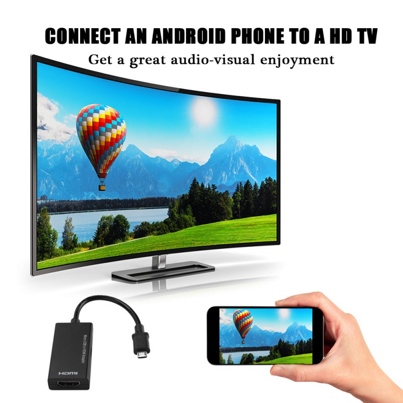 مُحول مايكرو USB إلى HDMI بدقة 1080P وصوت استريو بـ 8 قنوات - محول HDMI لأندرويد - محول هاتف تلفزيون بانتقال إشارة مستقر للأجهزة الهاتفية الأندرويد لاستخدام التلفزيون عالي الدقة - Image 2