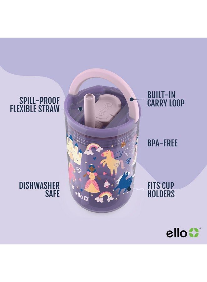 Ello Ello Bop 2-Pack 12oz Kids Plastic Tumbler Set with Carry Loop | Leak-Proof Slider Lid | Removable Spill Resistant Soft Straw | BPA-Free |Princess Unicorn  - Image 3