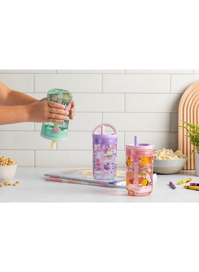 Ello Ello Bop 2-Pack 12oz Kids Plastic Tumbler Set with Carry Loop | Leak-Proof Slider Lid | Removable Spill Resistant Soft Straw | BPA-Free |Princess Unicorn  - Image 2