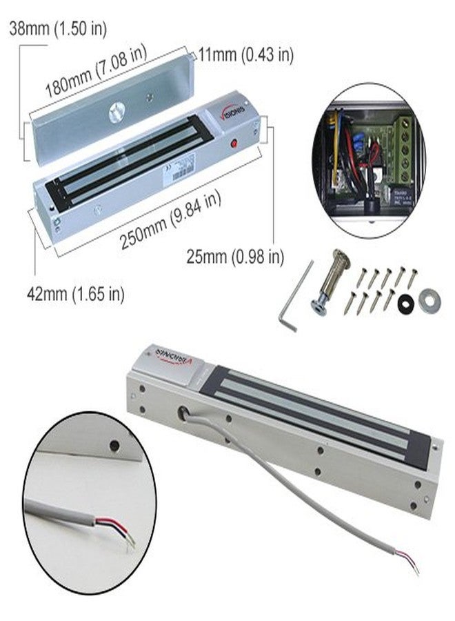 Visionis FPC-5192 600lbs Indoor Electromagnetic Lock with 600 lbs L and Z Bracket for Inswinging Door Access Control Maglock - Image 2