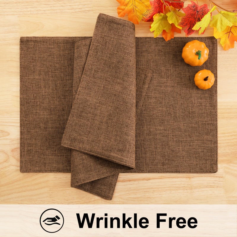 homing Brown Cloth Placemats Set of 6 - Cotton Linen Blend Washable Farmhouse Dining Table Mats for Indoors & Outdoors  Easy to Clean  13 x 19 Inch - Image 4