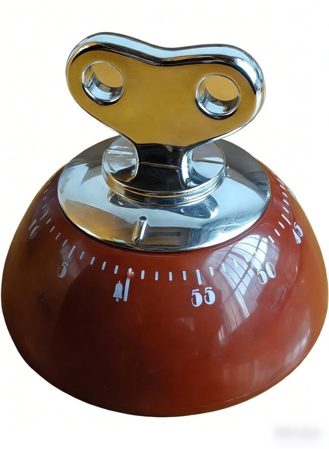 موقتات المطبخ للطبخ، 100٪ موقتات الطبخ الميكانيكية، لا بطاريات مطلوبة، المغناطيسية الخلفية.  (أحمر) - Image 3