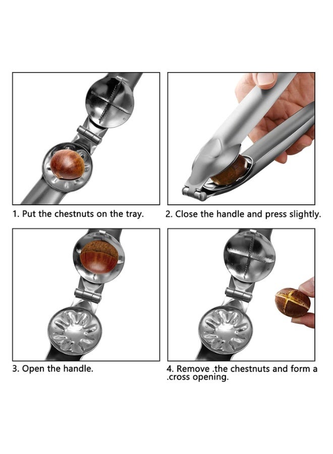 JZS Nutcracker Chestnut Clip,304 Stainless Steel Chestnut Cutter Tool Pistachio Nut Opener Macadamia Nut Knife,Walnut Opener,Metal Nut Opener Plier Multifunction Nutcracker - Image 2
