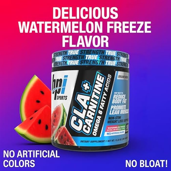 BPI Sports CLA+Carnitine – CLA L Carnitine & Linoleic Acid – L Carnitine Supplement for Weight Loss, Metabolism & Lean Muscle – Caffeine Free – Watermelon – 50 Servings – 12.34 oz - Image 2