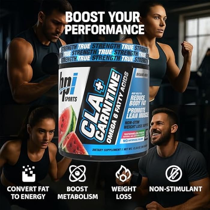 BPI Sports CLA+Carnitine – CLA L Carnitine & Linoleic Acid – L Carnitine Supplement for Weight Loss, Metabolism & Lean Muscle – Caffeine Free – Watermelon – 50 Servings – 12.34 oz - Image 3