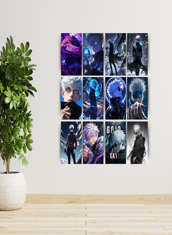 Posters Inc Set of 12 Anime Gojo Posters for Wall, Home Decoration Items for Living Room, Aesthetic Wall Stickers for Bedroom, Birthday Gift for Men, 300 GSM A4 Size Paper, Glue Dots Included - Image 3