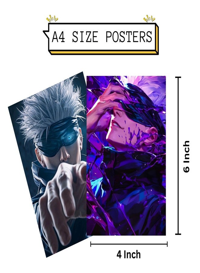 Posters Inc Set of 12 Anime Gojo Posters for Wall, Home Decoration Items for Living Room, Aesthetic Wall Stickers for Bedroom, Birthday Gift for Men, 300 GSM A4 Size Paper, Glue Dots Included - Image 5