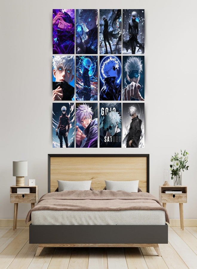 Posters Inc Set of 12 Anime Gojo Posters for Wall, Home Decoration Items for Living Room, Aesthetic Wall Stickers for Bedroom, Birthday Gift for Men, 300 GSM A4 Size Paper, Glue Dots Included - Image 2