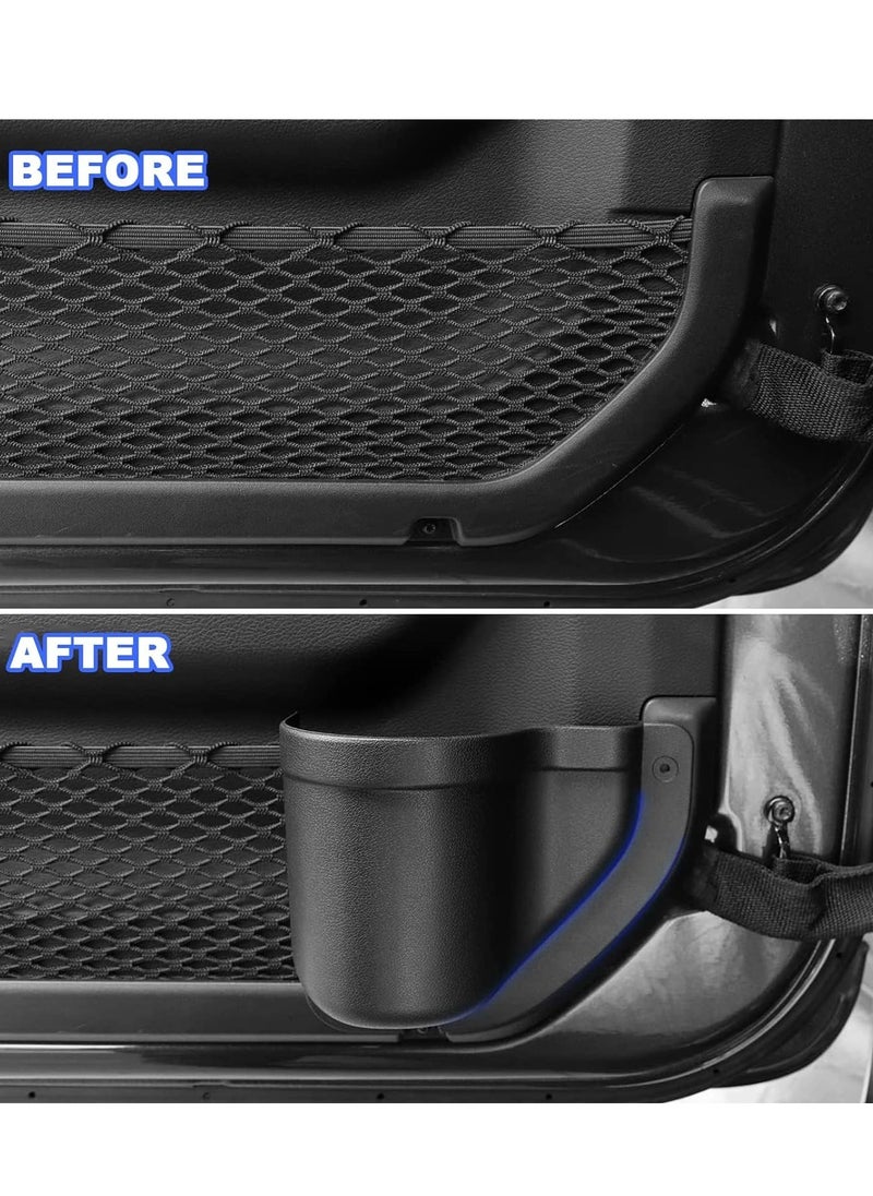 Door Side Insert Organizer Box, Pockets Storage Front Net Tray Interior Accessories Compatible with 2018-2023 Jeep Wrangler JL JLU& 2020 2021 2022 2023 Gladiator JT