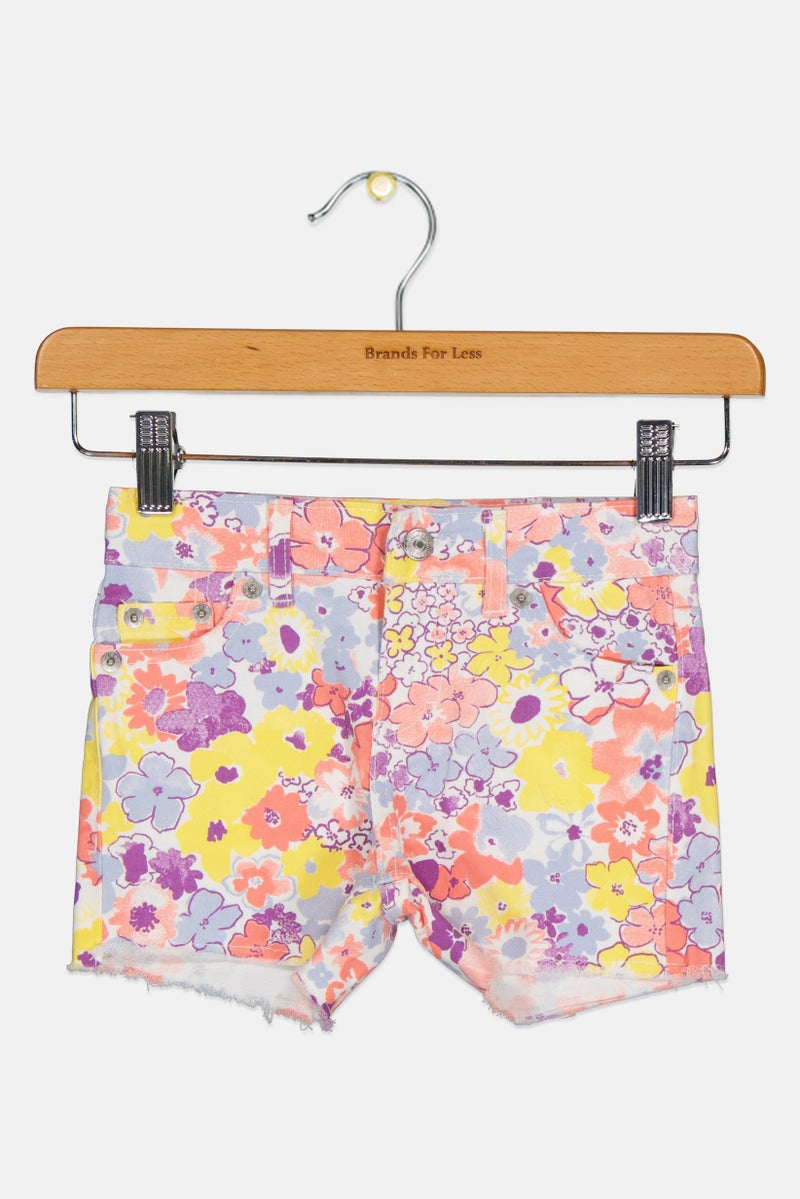 Levi's Toddlers Girl Floral Print Denim Shorts, Multicolor - Image 1