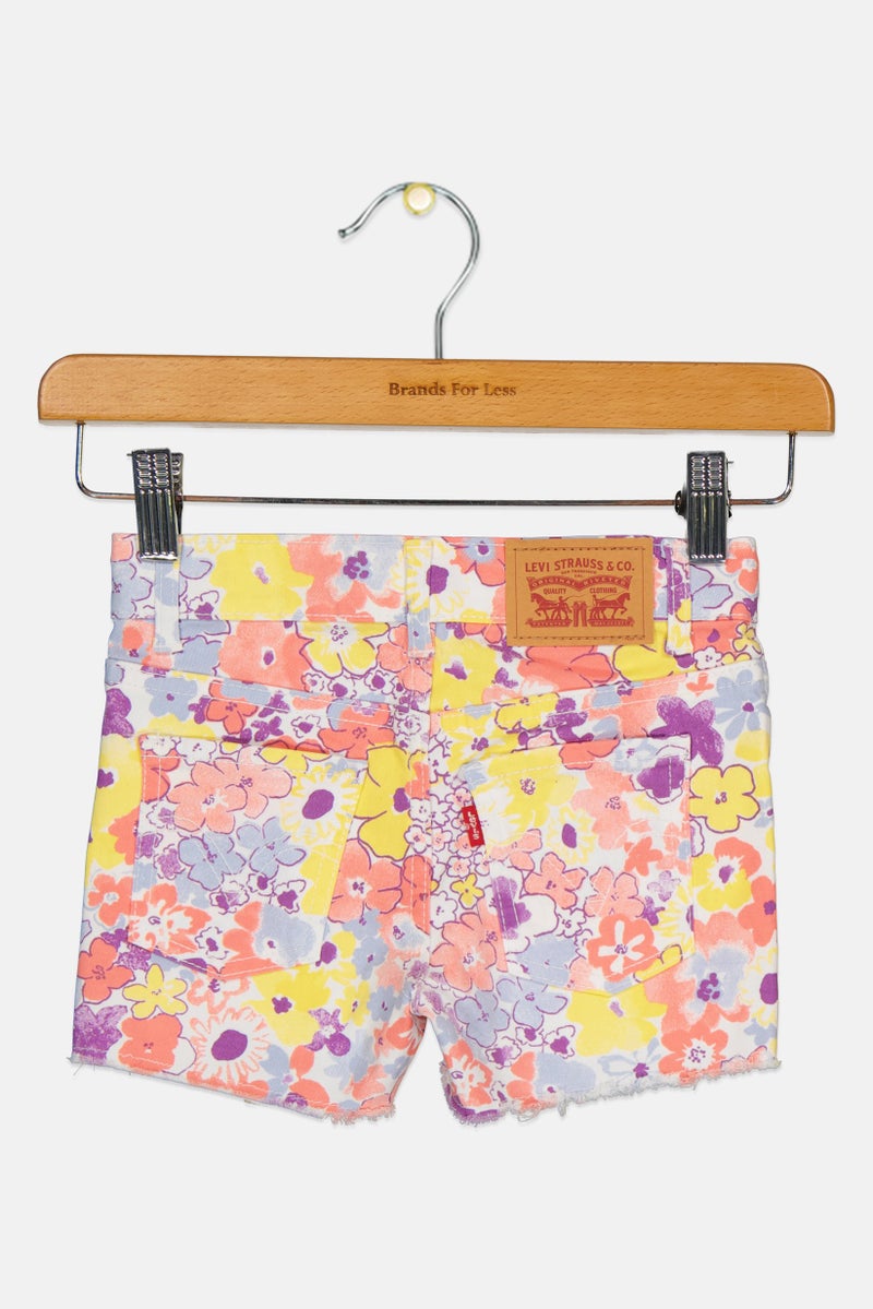 Levi's Toddlers Girl Floral Print Denim Shorts, Multicolor - Image 2