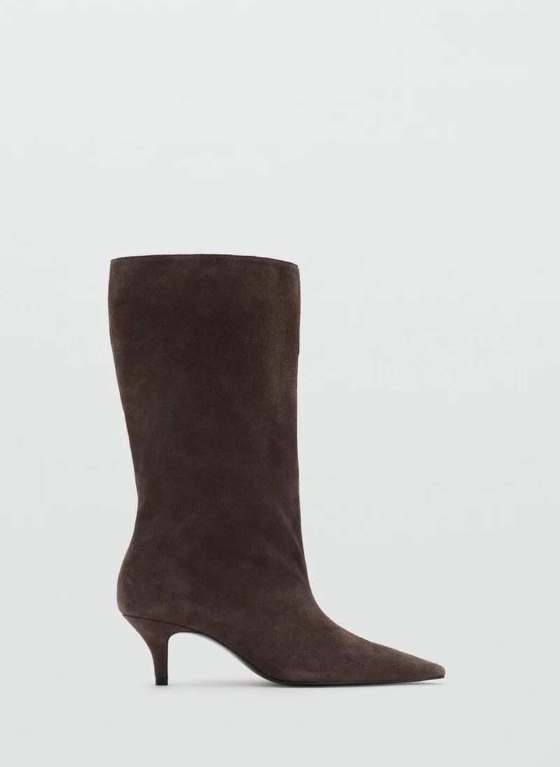 MANGO Suede ankle boot with kitten heel