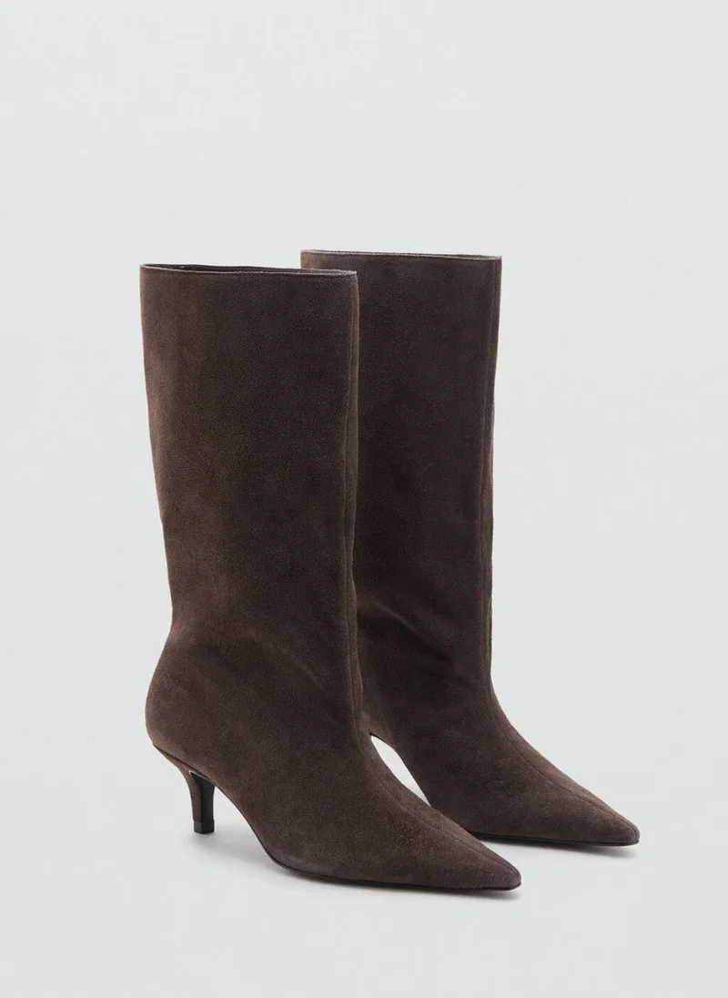 MANGO Suede ankle boot with kitten heel