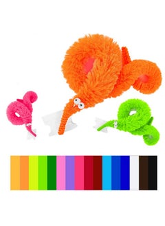 HAPTIME Worm On A String, Fuzzy Worms With Wiggle Eye, Trick Toy, Pet Toy, Classic Party Favors Bag Fillers Christmas Stocking Stuffer Gifts (64 Pcs,16 Diffrent Colour)  - Image 2