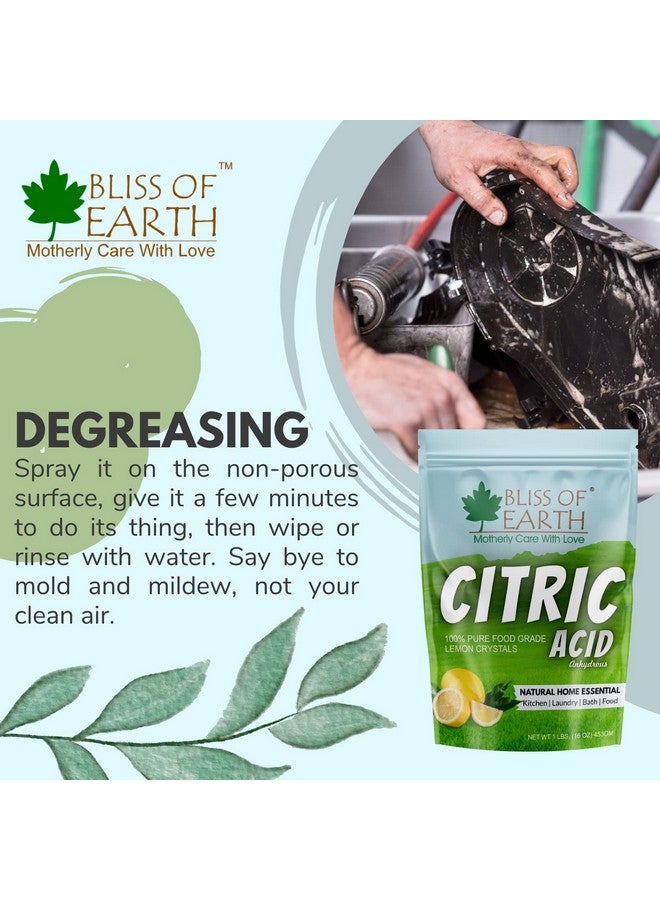 BLISS OF EARTH حمض الستريك النقي 100% من بلِس أوف إيرث بلورات الليمون مسحوق حمض الستريك اللامائي 907 جرام - Image 5