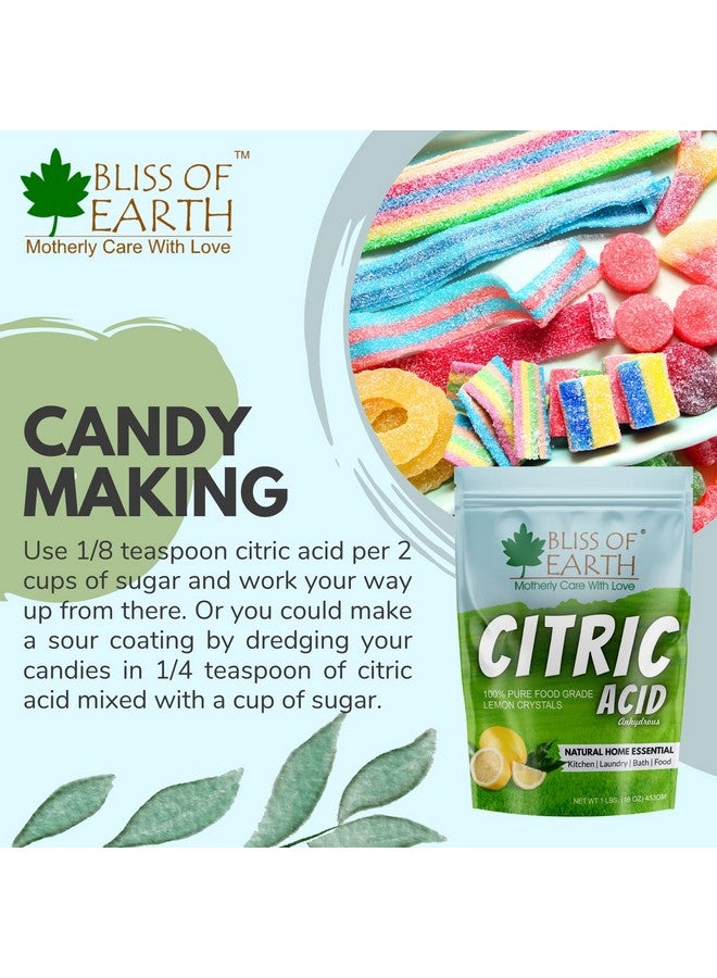 BLISS OF EARTH حمض الستريك النقي 100% من بلِس أوف إيرث بلورات الليمون مسحوق حمض الستريك اللامائي 907 جرام - Image 3