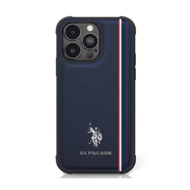 CG MOBILE US Polo Leather Case With DH Tricolor Line For iPhone 15 Pro Navy - Image 2