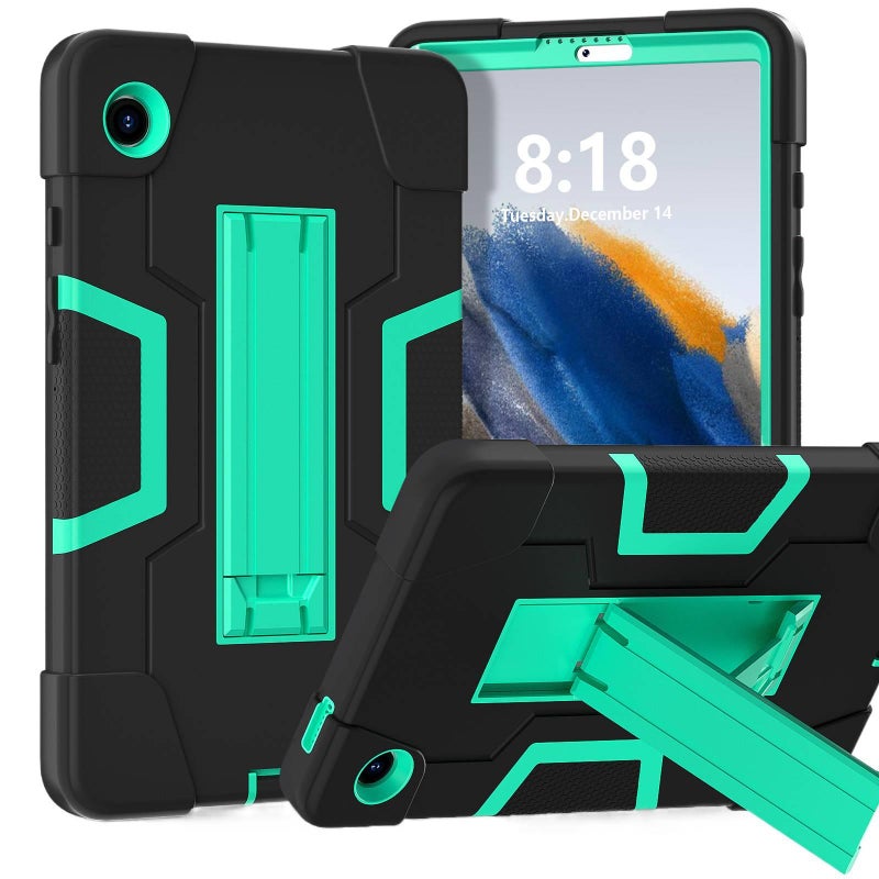 حافظة سامسونج تاب مقاومة للصدمات متوافقة مع Samsung Galaxy Tab A11 Plus / Samsung Galaxy Tab A8 باللون أسود مع غطاء حماية ووظيفة حامل وحمل يومي للتابلت مقاوم للصدمات بوظيفة حامل S. - Image 2