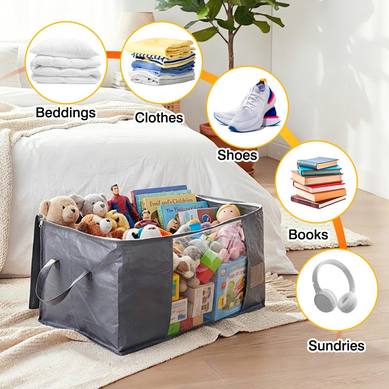 YGEOMER 90L Large Storage Bags 6 Pack Foldable Heavy Duty Blanket Clothes Storage Containers for Closet, Clothing, Comforters, Bedding, Bed Sheets, Pillows and Toys Organizers - Image 5