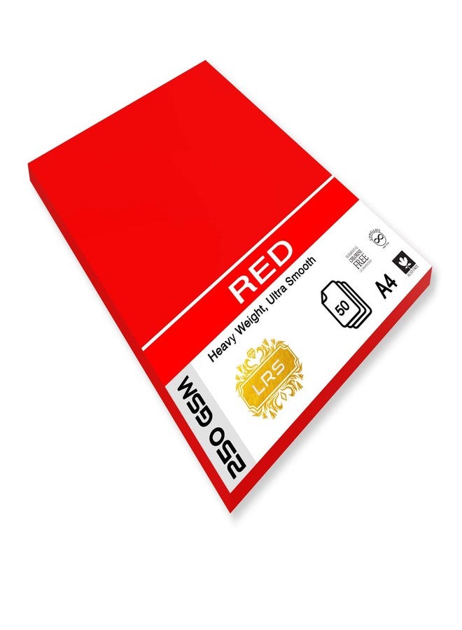 LRS ورق أحمر فاخر من LRS، مقاس A4 (29.7 × 21 سم) - ألوان حقيقية - سمك 250 غرام/متر مربع - عبوة من 50 - Image 1