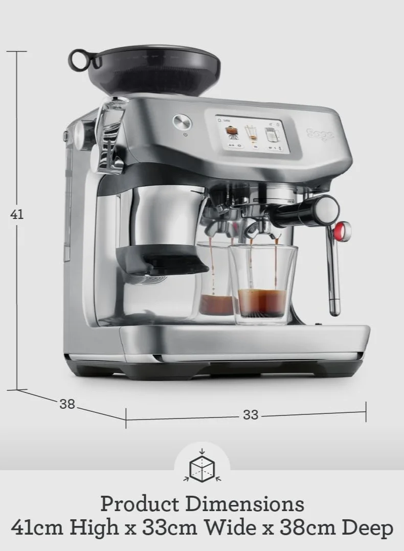 Sage The Barista Touch Impress –Bean-to-Cup Espresso Machine,Hands-Free microfoam,ThermoJet Heating,Cold Brew Function,Touchscreen – Black Truffle - UAE Version,2 Year Manufacturer Warranty