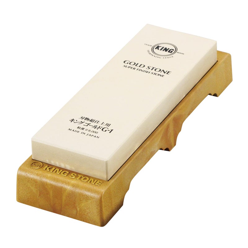 King Gold Whetstone with Stand 8000 Grit for Final Super Finishing Made in Japan Regular Size White