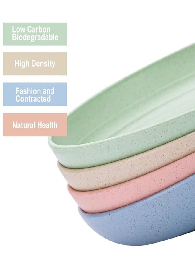 Lchkrep Unbreakable Wheat Straw Plates 9 Inch, Reusable Lightweight Deep Plates Dinner Dishes Plastic Plates Microwave Safe Dinnerware for Adult, BPA-Free Cereal plates 4 Pcs - Image 4