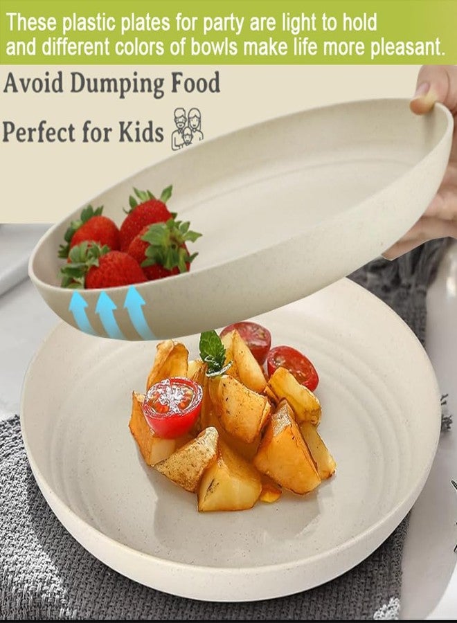 Lchkrep Unbreakable Wheat Straw Plates 9 Inch, Reusable Lightweight Deep Plates Dinner Dishes Plastic Plates Microwave Safe Dinnerware for Adult, BPA-Free Cereal plates 4 Pcs - Image 3