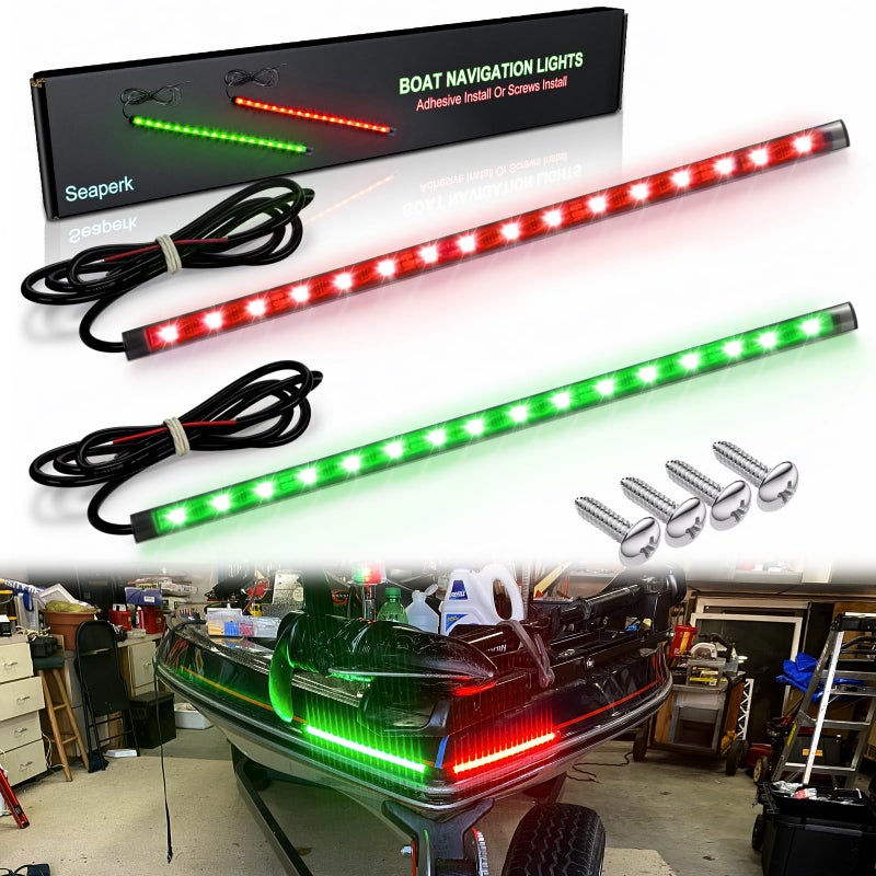Seaperk LED Navigation Light, Red and Green Marine Lights for Boats, Bow Lights for Night Fishing and Boating - Image 1