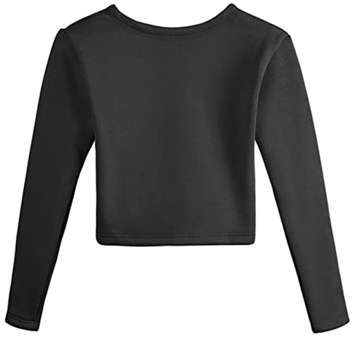 DANSHOW Girls Ballet Wrap Tops Kids Long Sleeve Dance Sweater,Velvet Inner(824-160-06) - Image 2