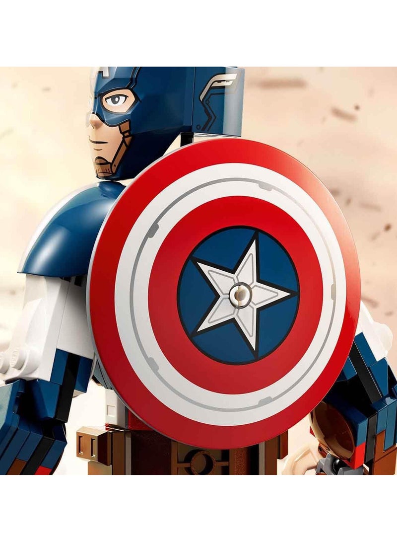 لعبة ليجو مجسم كابتن أمريكا من مارفل مع درع ولون ومجموعة بناء، مجموعة المنتقمون، ديكور مجسم الأبطال الخارقين، هدية عيد ميلاد للأطفال، الأولاد والبنات من سن 8 سنوات - Image 3