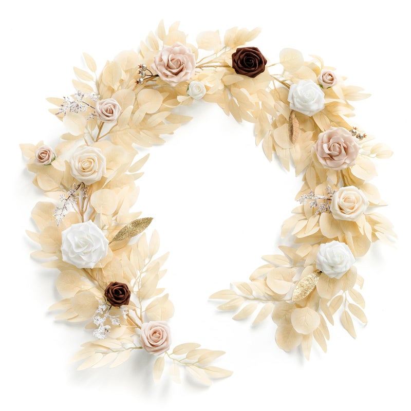 Ling's moment Ling's Moment 5FT Artificial Flower Garland Fake Rose Eucalyptus Garland Arch Flowers Vine for Wedding Party Backdrop Home Table Centerpieces Decorations  - Image 1