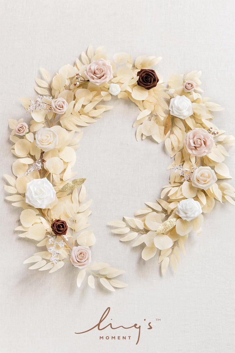 Ling's moment Ling's Moment 5FT Artificial Flower Garland Fake Rose Eucalyptus Garland Arch Flowers Vine for Wedding Party Backdrop Home Table Centerpieces Decorations  - Image 4