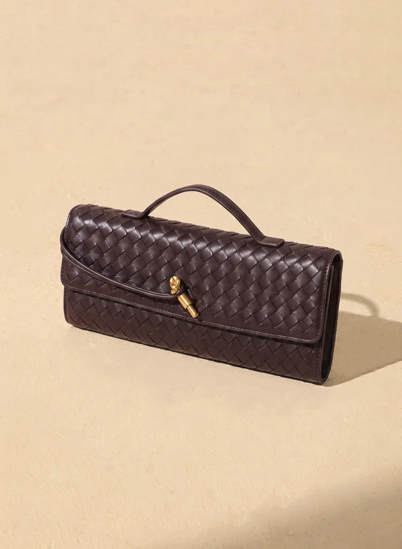 Sunfere Woven Leather Clutch Bag