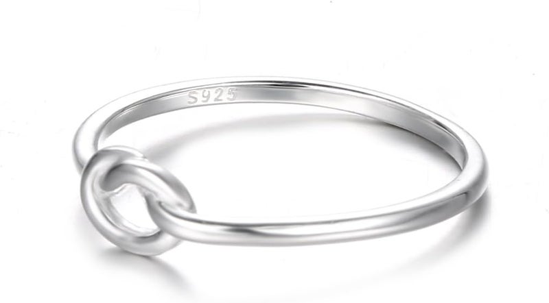 BORUO 925 Sterling Silver Ring Love Knot Promise Friendship High Polish Comfort Fit Band Ring Size 4-12 - Image 1