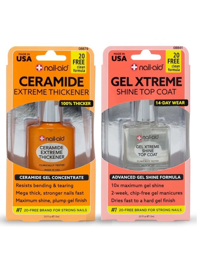 NAIL-AID Ceramide Extreme Thickener + Gel Top Coat, Clear, 2 Count - Image 1