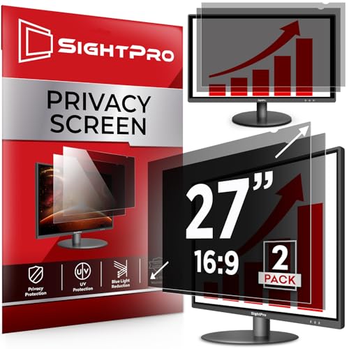 SightPro 27 Inch 16:9 [2 Pack] Computer Privacy Screen Filter for Monitor - Privacy Shield and Anti-Glare Protector - Image 1