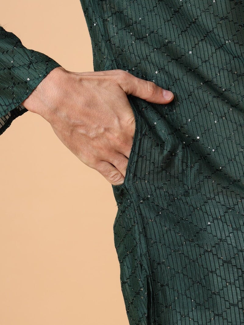 SWAGG INDIA كُرتا رجالي مزخرف بخيوط رايون هندسية عادية | ملابس تقليدية - Image 5