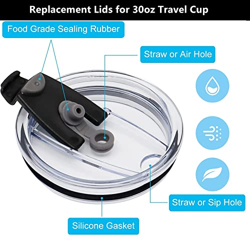 JXJYZLN Replacement Tumbler Lids Spillproof 30 oz, Plastic Splash Resistant Lids Covers Spill Proof Tumbler Lid Cup Covers,Stainless Steel Tumbler Travel Cup Yeti,Ozark Trails (Yizhiling Trading) - Image 3