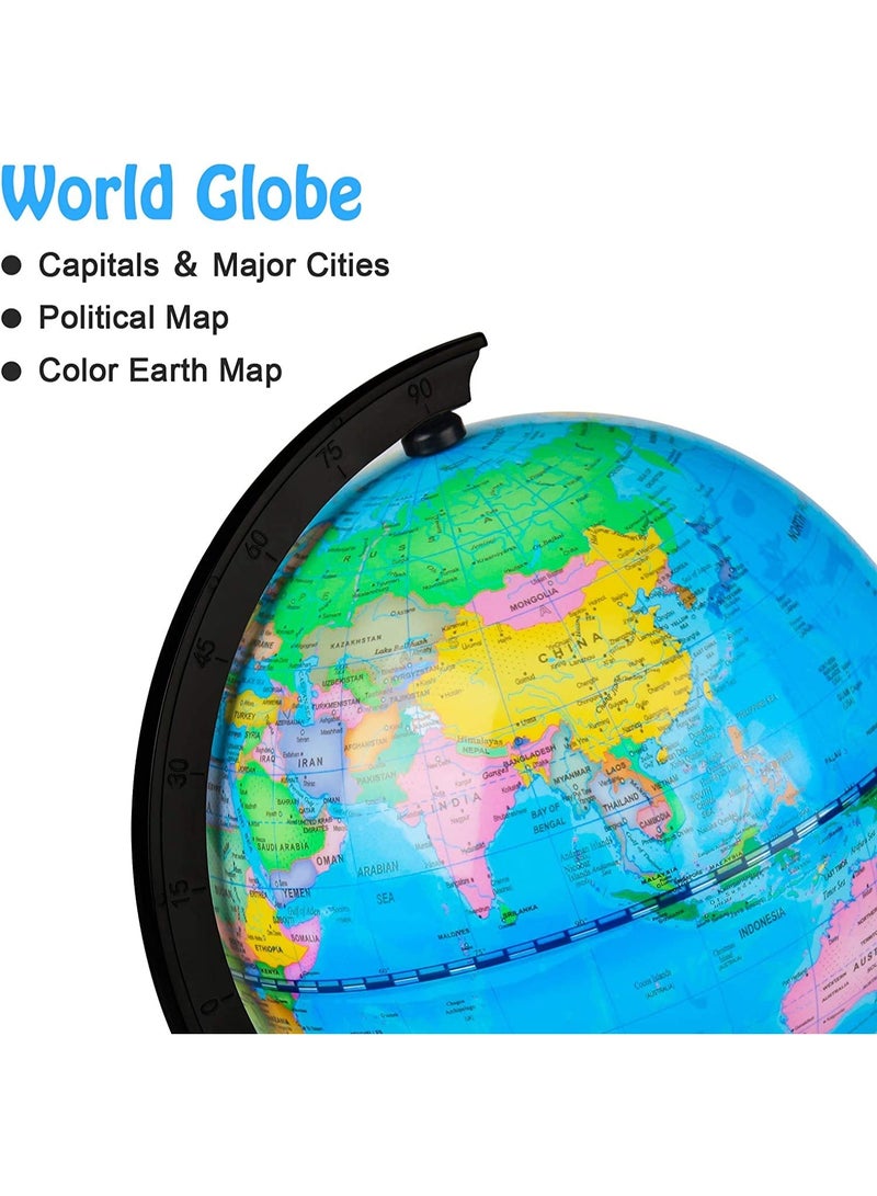 كرافت ماجيك كرة أرضية تعليمية للأطفال - نموذج أرضي دوار تعليمي مقاس 5.5 بوصة، كرة أرضية جغرافية صغيرة للتدريس في الفصول الدراسية، والدراسة المنزلية، وتزيين المكتب - Image 3