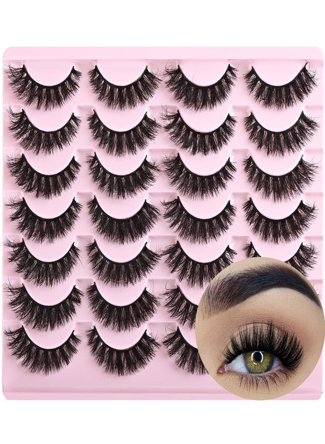 FARRED Wispy Mink Lashes Fluffy False Eyelashes 14 Pairs Fake Eyelashes Natural Look Short Natural Lashes Cat Eye Lash Wispy Volume Eyelash Faux Mink Strip Lashes Pack for Daily Makeup (F19 | 6-13 mm) - Image 1